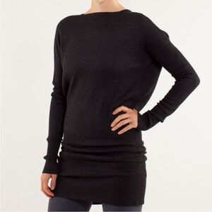 Lululemon Serenity Sweater Wrap Cowl Neck Reversible Sweater Bamboo Black Coal